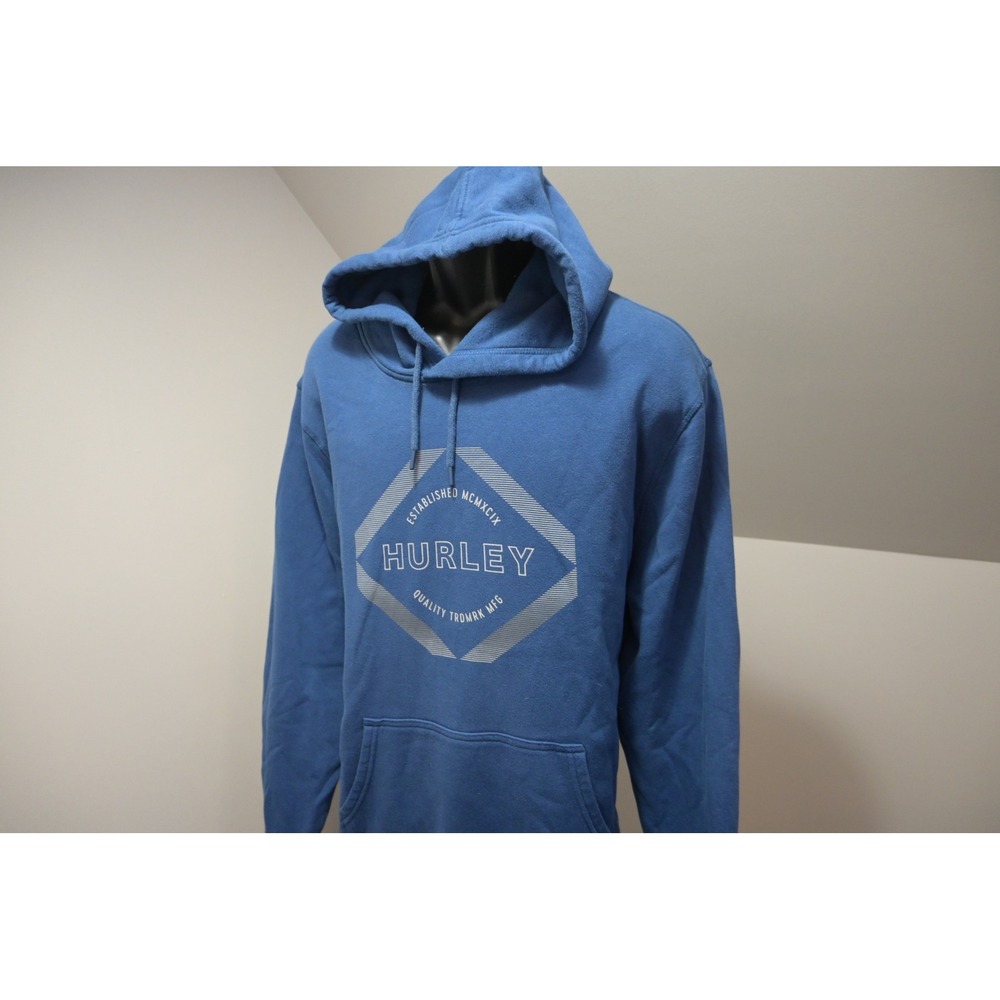 Hurley Hoodie Men XXL Blue Graphic Jogger‎ Pullover Fleece Sweatshirt Excellent